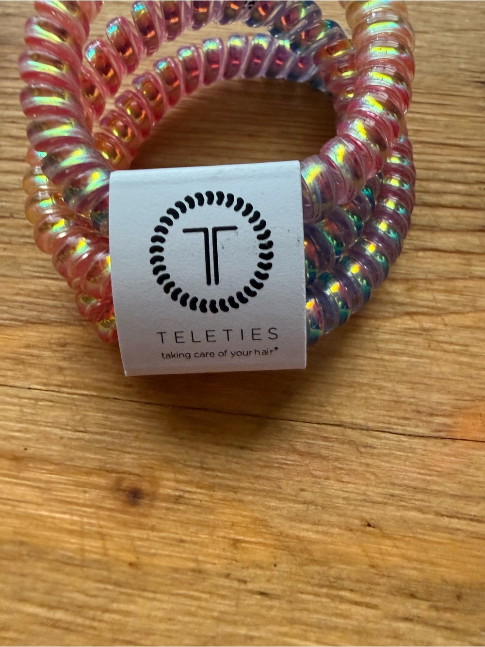 Teleties Iridescent Pink Spiral Hair Rings - 3 Pack